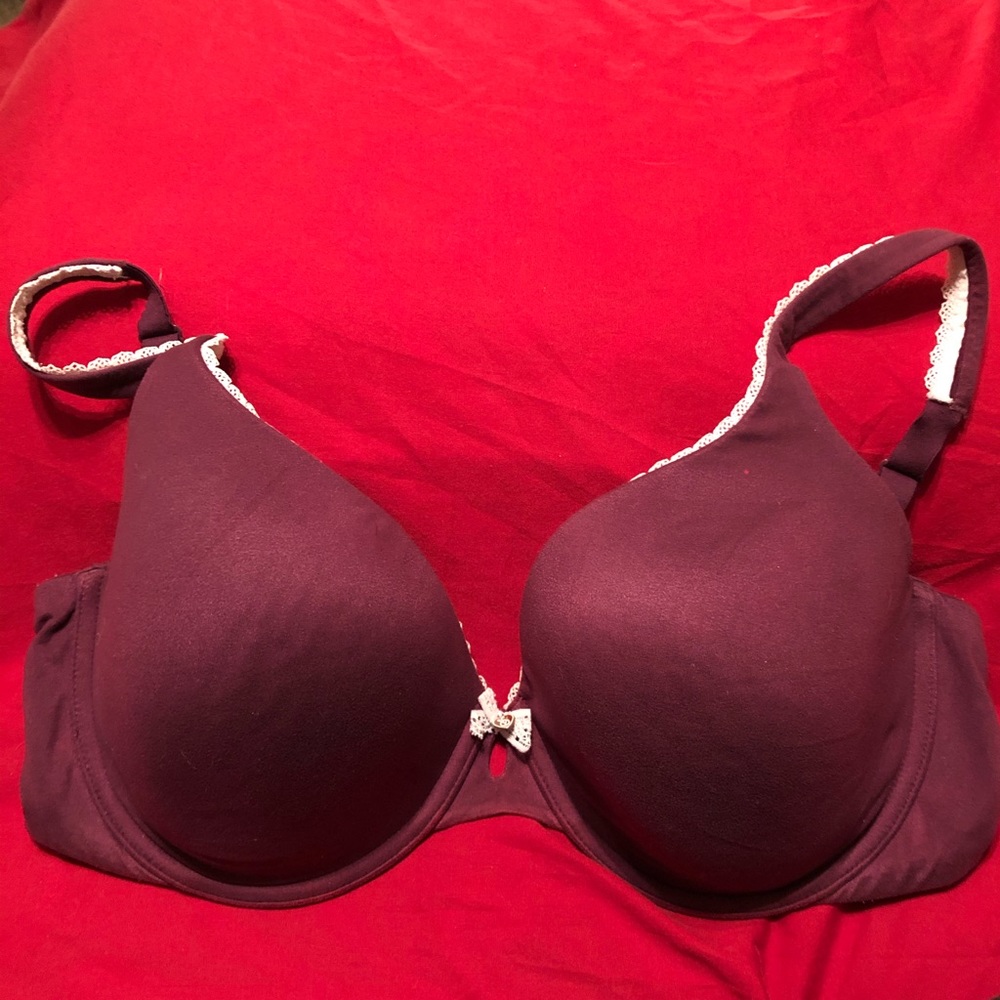 34DDD Bra (Burgundy with lace trim)